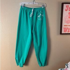 Ascot & Hart Green Smiley Joggers Sweatpants Size Small